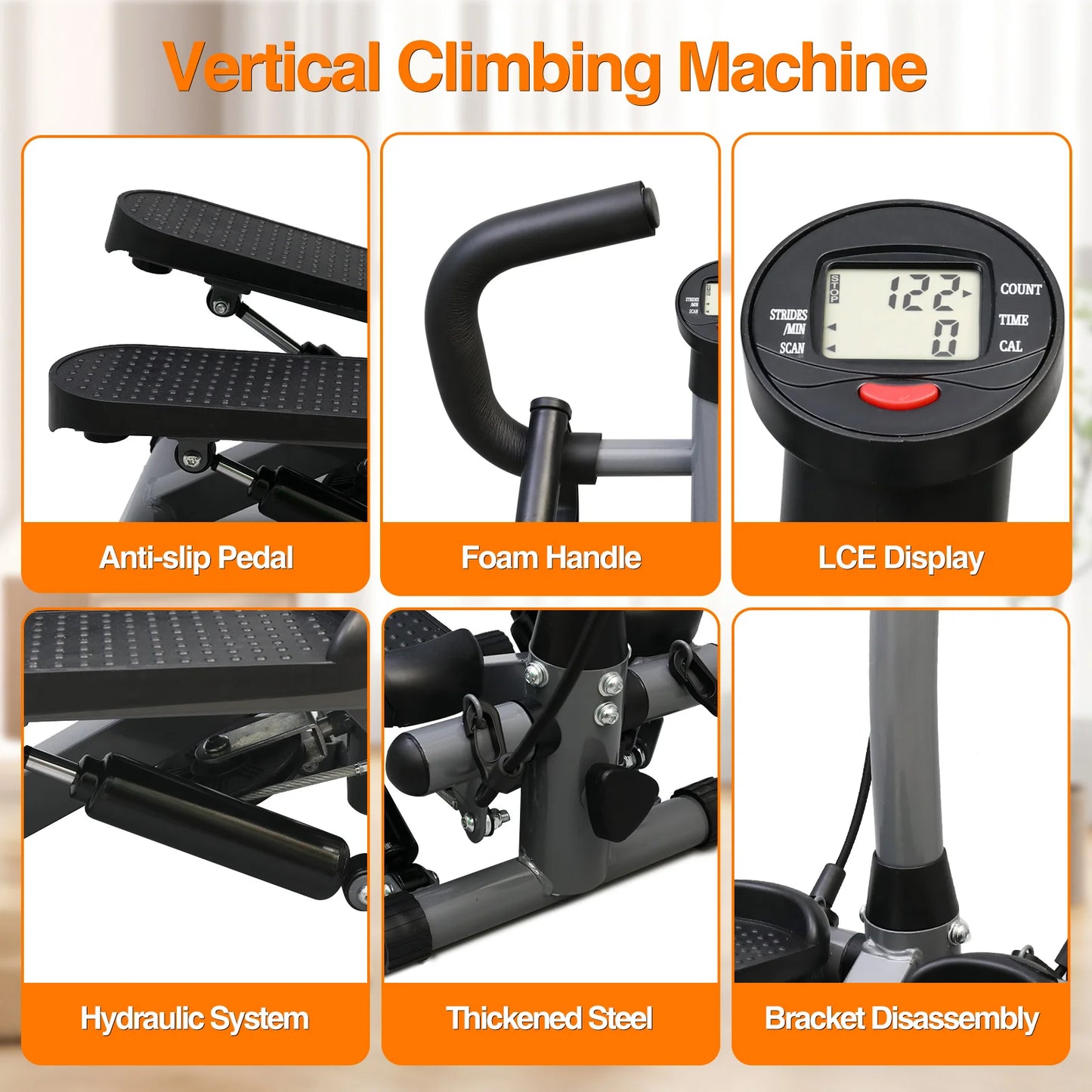 Exercise Stepper Machine With LCD Monitor And Resistance Bands