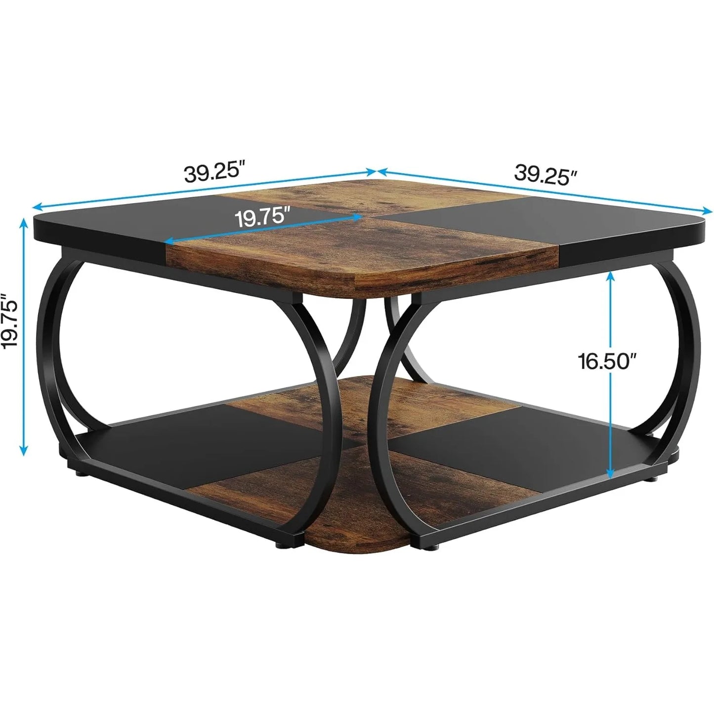 Little Tree Square Coffee Table With Two Tier Wood Storage