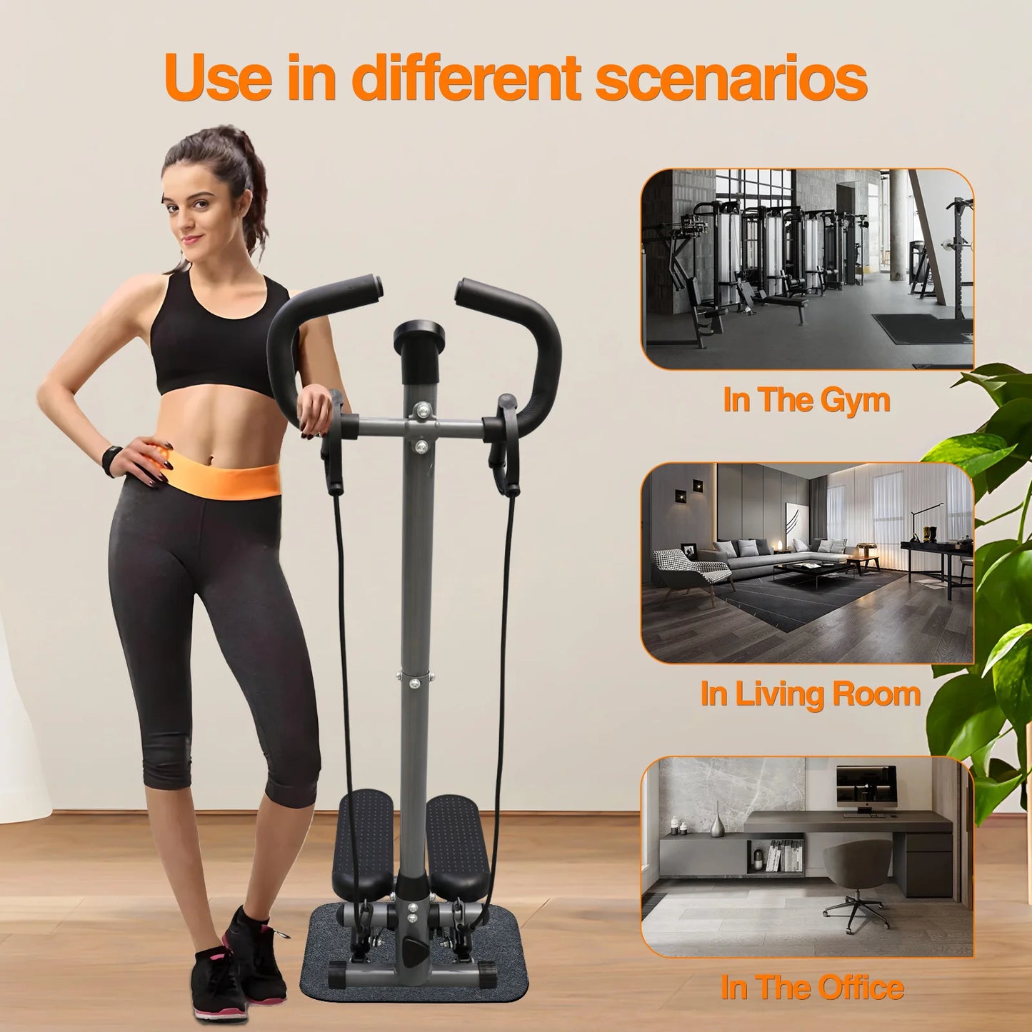 Exercise Stepper Machine With LCD Monitor And Resistance Bands