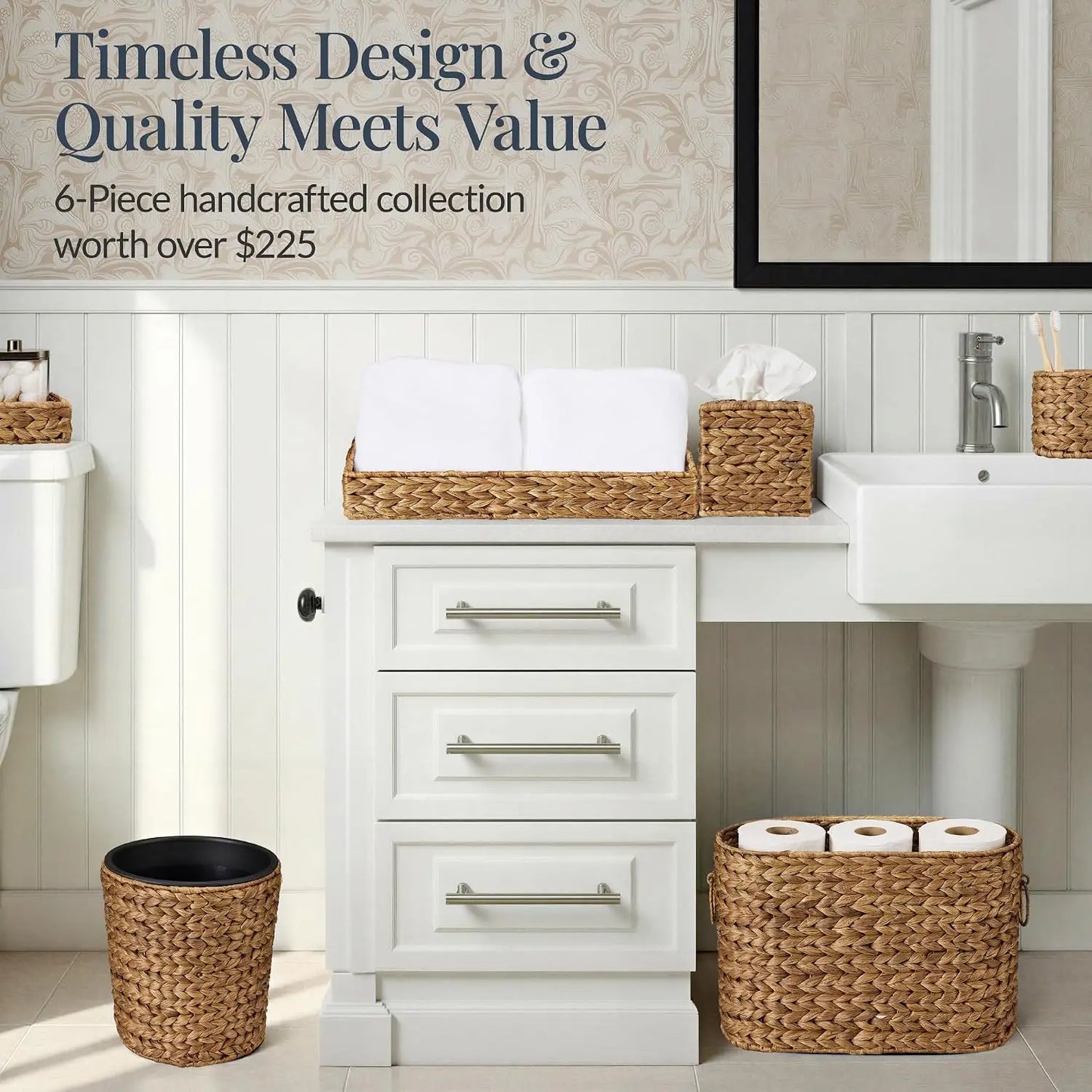 Bathroom Accessories Set With Vanity Trays And Canisters