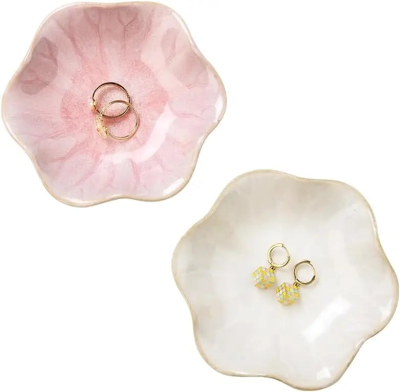 Lotus Leaf Shaped Ceramic Trinket Tray Jewelry Storage