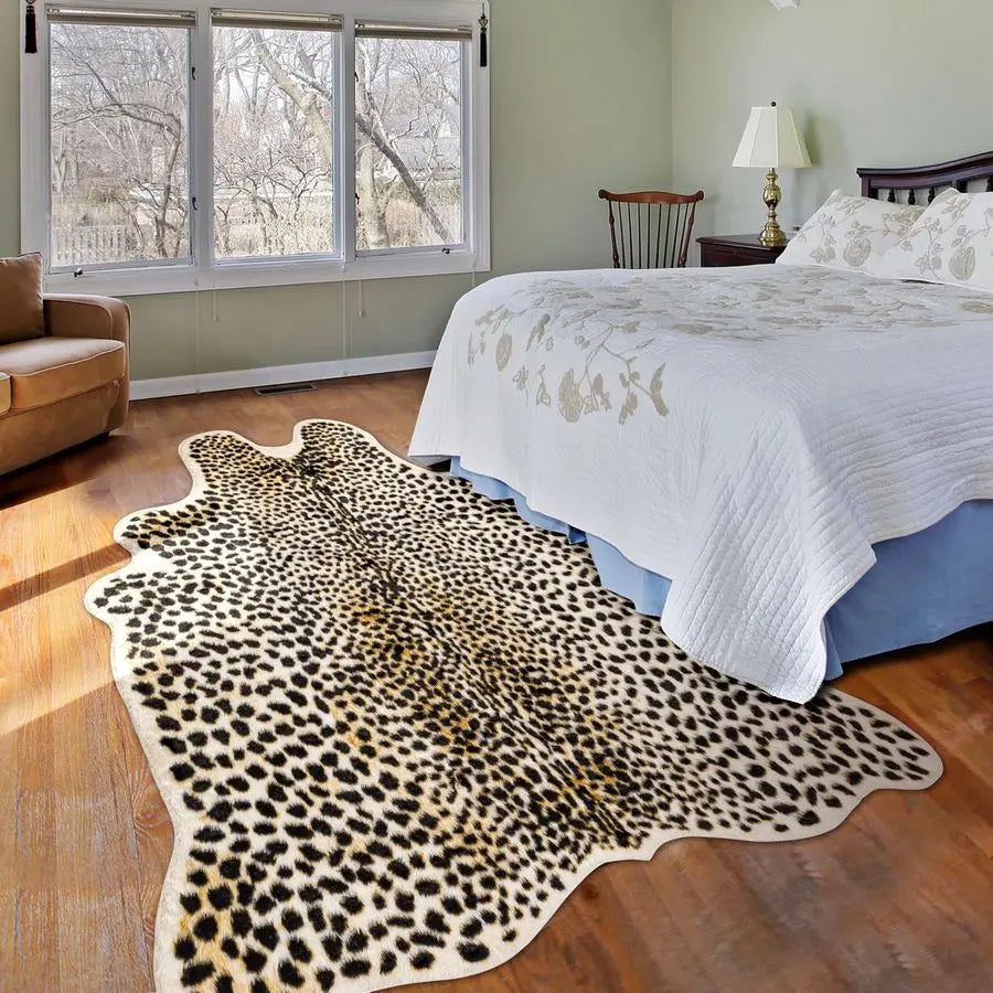 Leopard Print Cheetah Faux Fur Rug For Bedroom Living Room