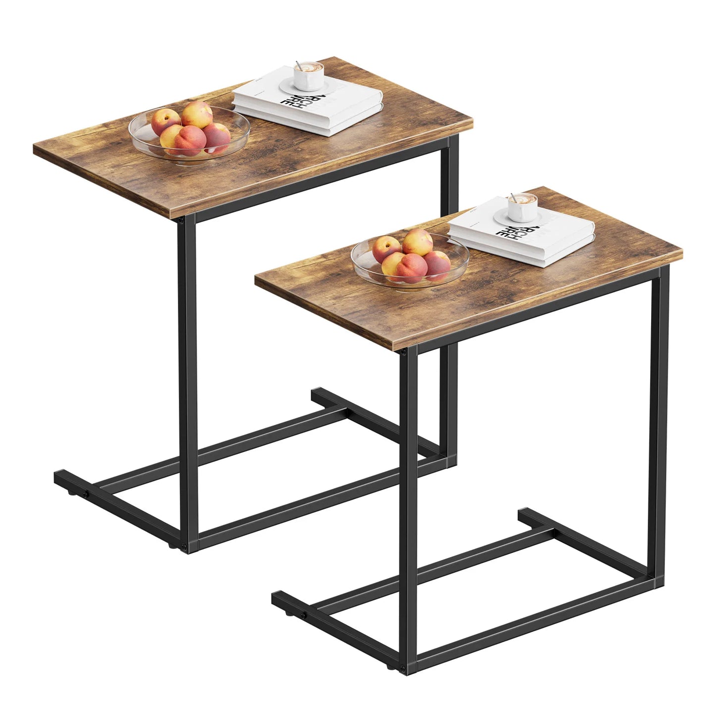 Chitooma Modern Metal C Shape Couch Side End Table Set