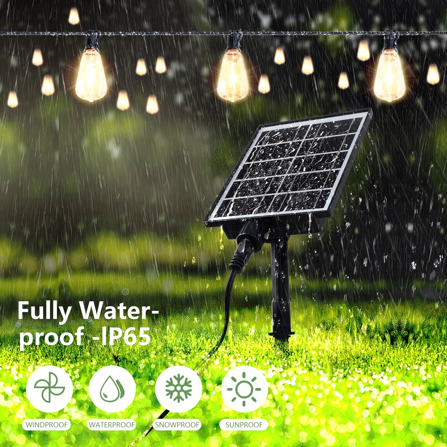 ARLGSITE Solar Outdoor String Lights IP65 Waterproof