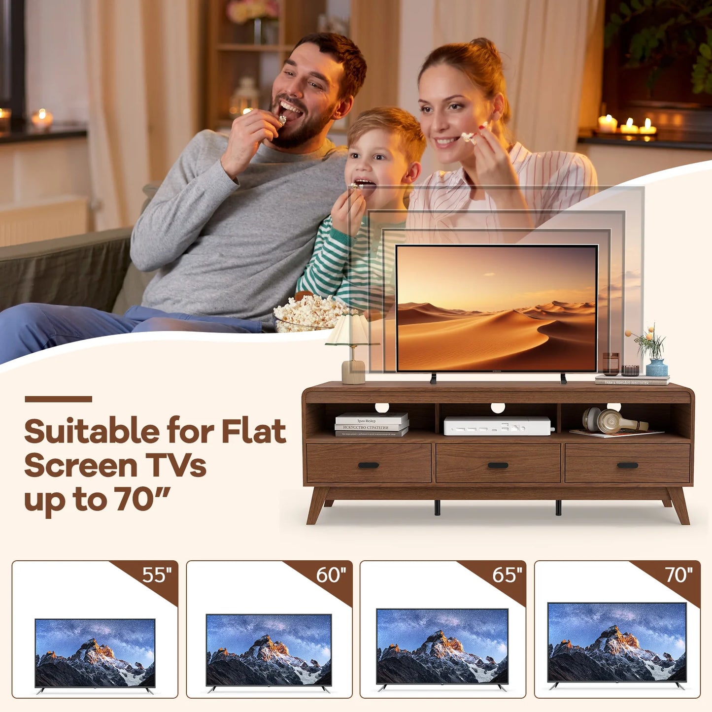 HOMASIS Mid Century Modern TV Stand Entertainment Center