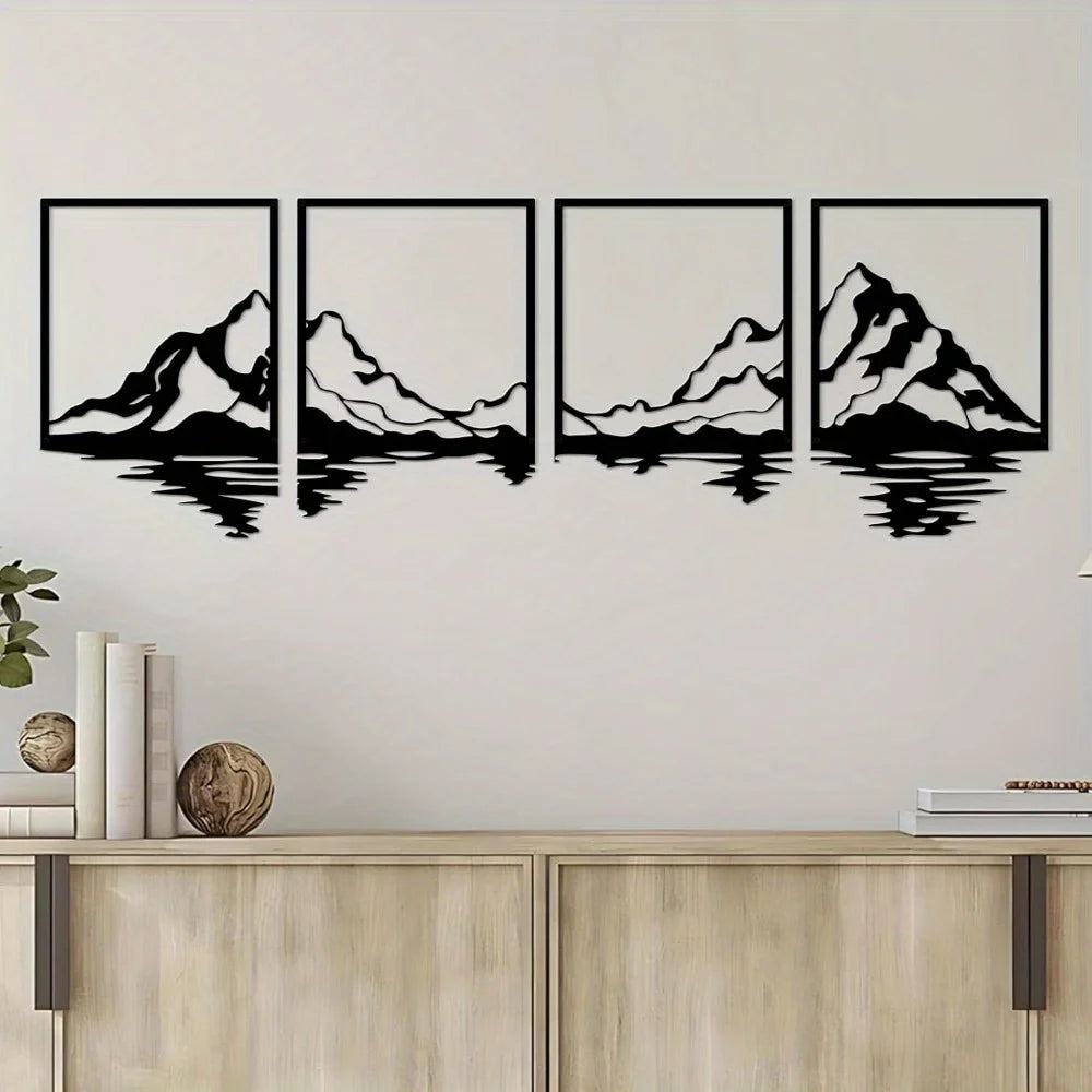 Metal Mountain Landscape Wall Art Set For Home Interior Decor