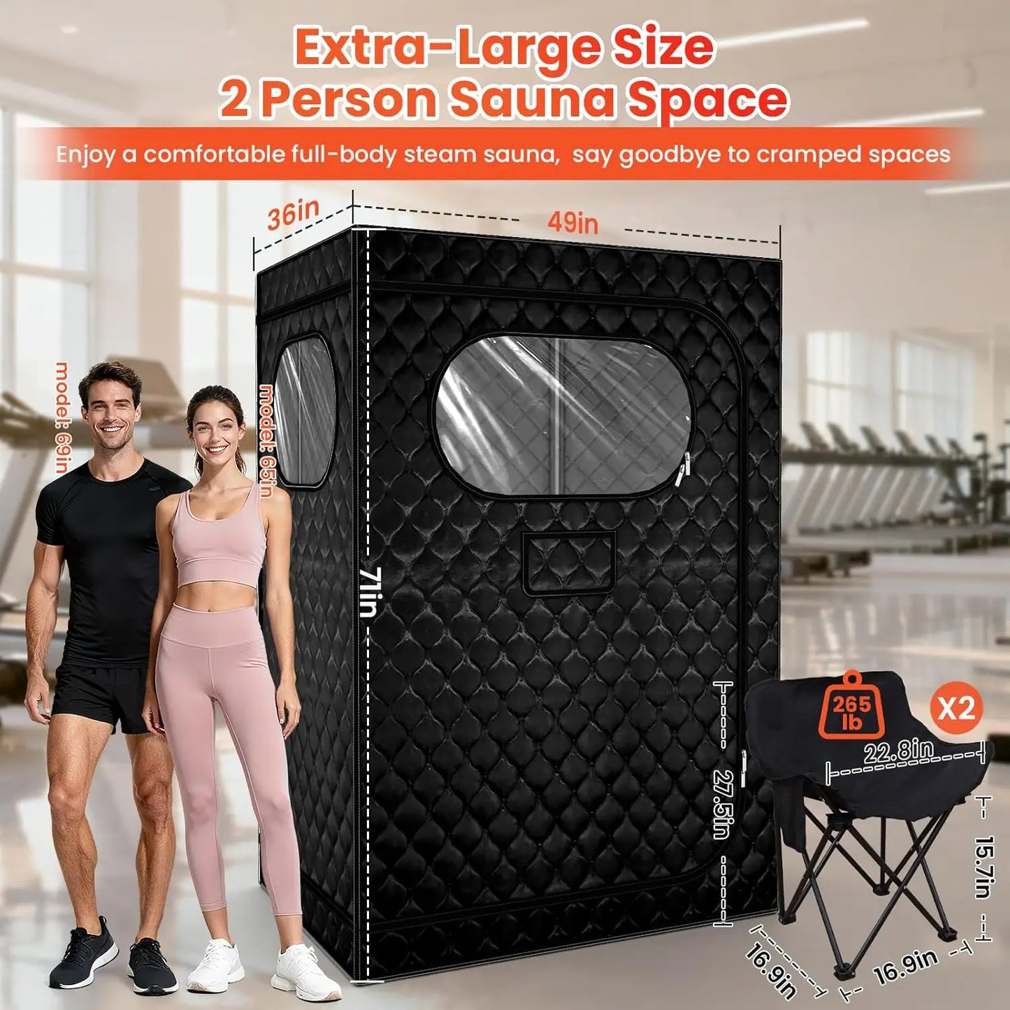 Portable Sauna With Transom Windows For Home Use Quick Setup