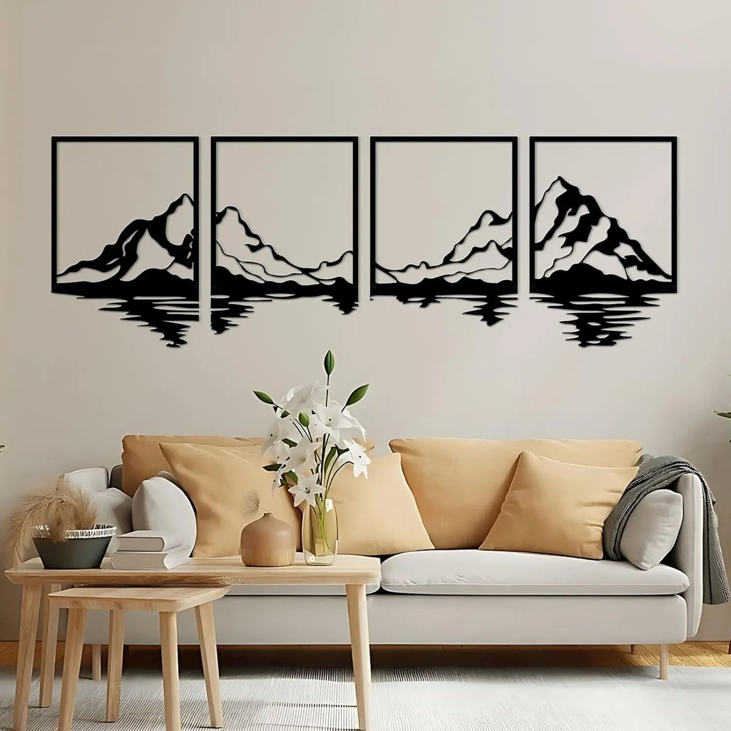 Metal Mountain Landscape Wall Art Set For Home Interior Decor