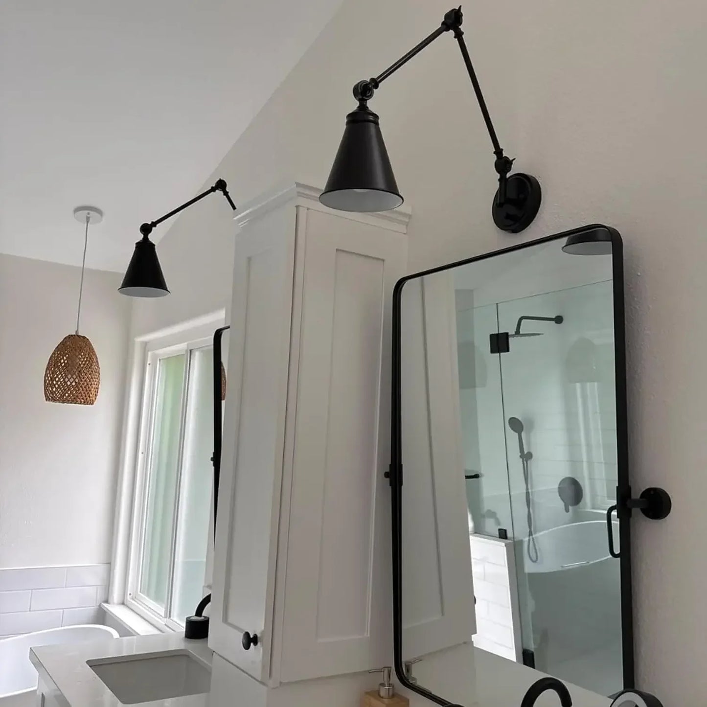 Farmhouse Swing Arm Wall Sconce Set Of 2 Industrial Lamps