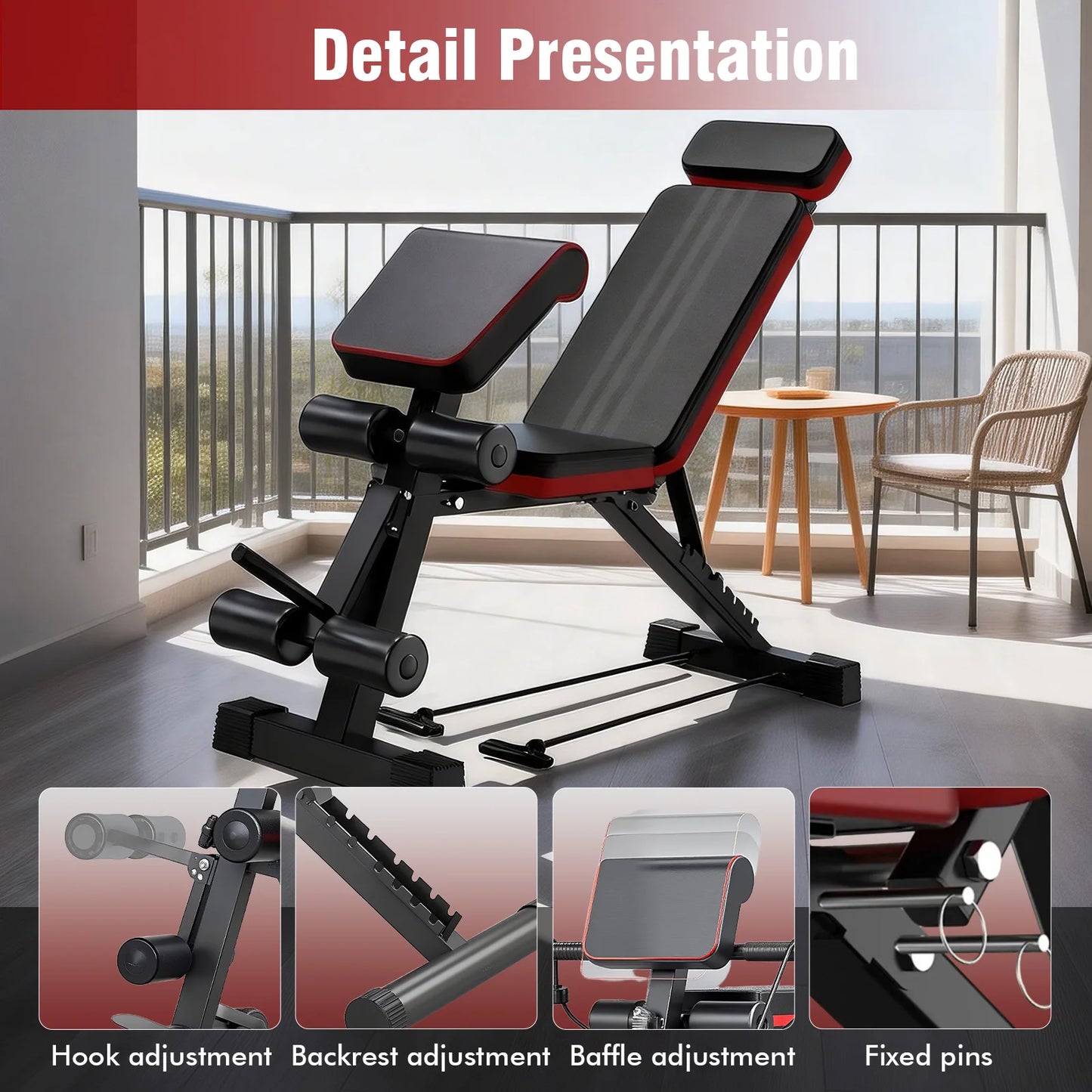 7 Level Foldable Weight Bench Adjustable Incline And Leg Extension
