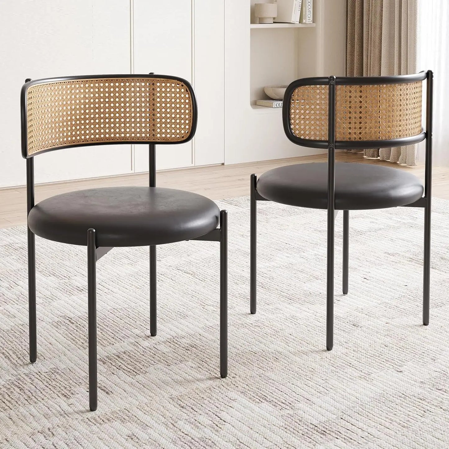 Mid Century Rattan Back Dining Chairs