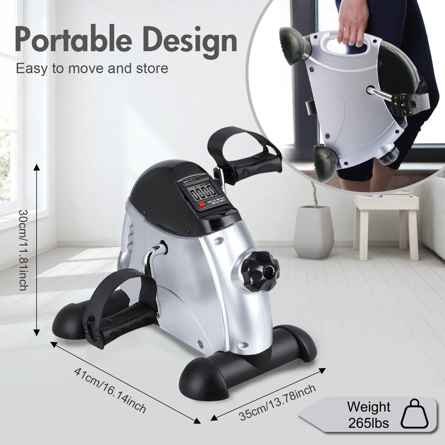 Mini Under Desk Pedal Exerciser With LCD Screen For Legs