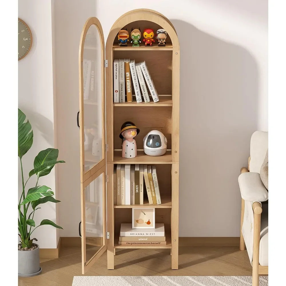 Arched Display Cabinet With Acrylic Glass Doors 5-Tier Wood