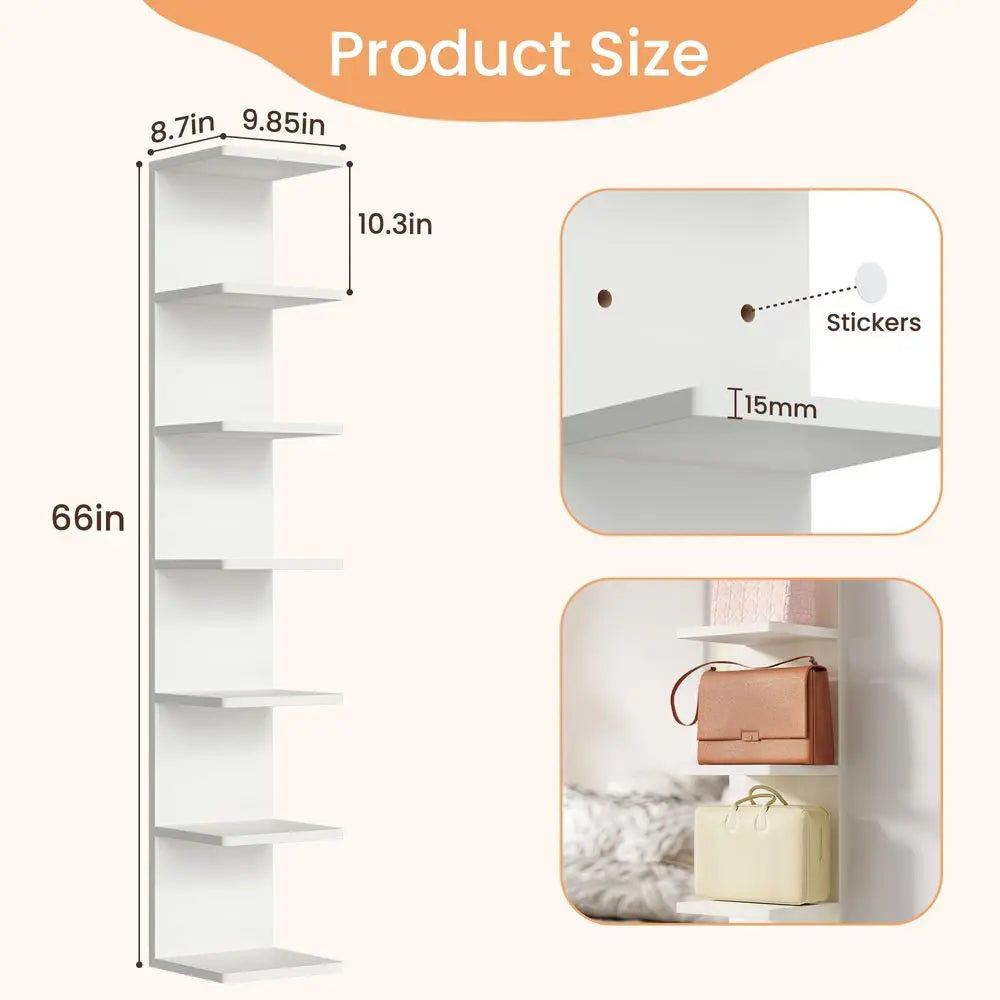 7 Tier Floating Wall Shelf Wall Mounted Display And Storage