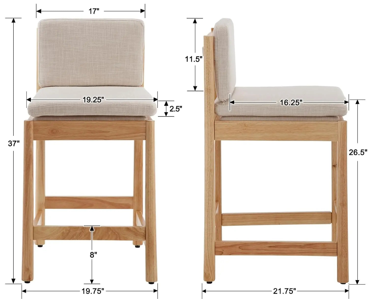 Frame Counter Height Bar Stools Set Of 4 Mid Century Modern