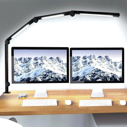LED Desk Lamp With Clamp Flexible Swing Arm 4 Modes