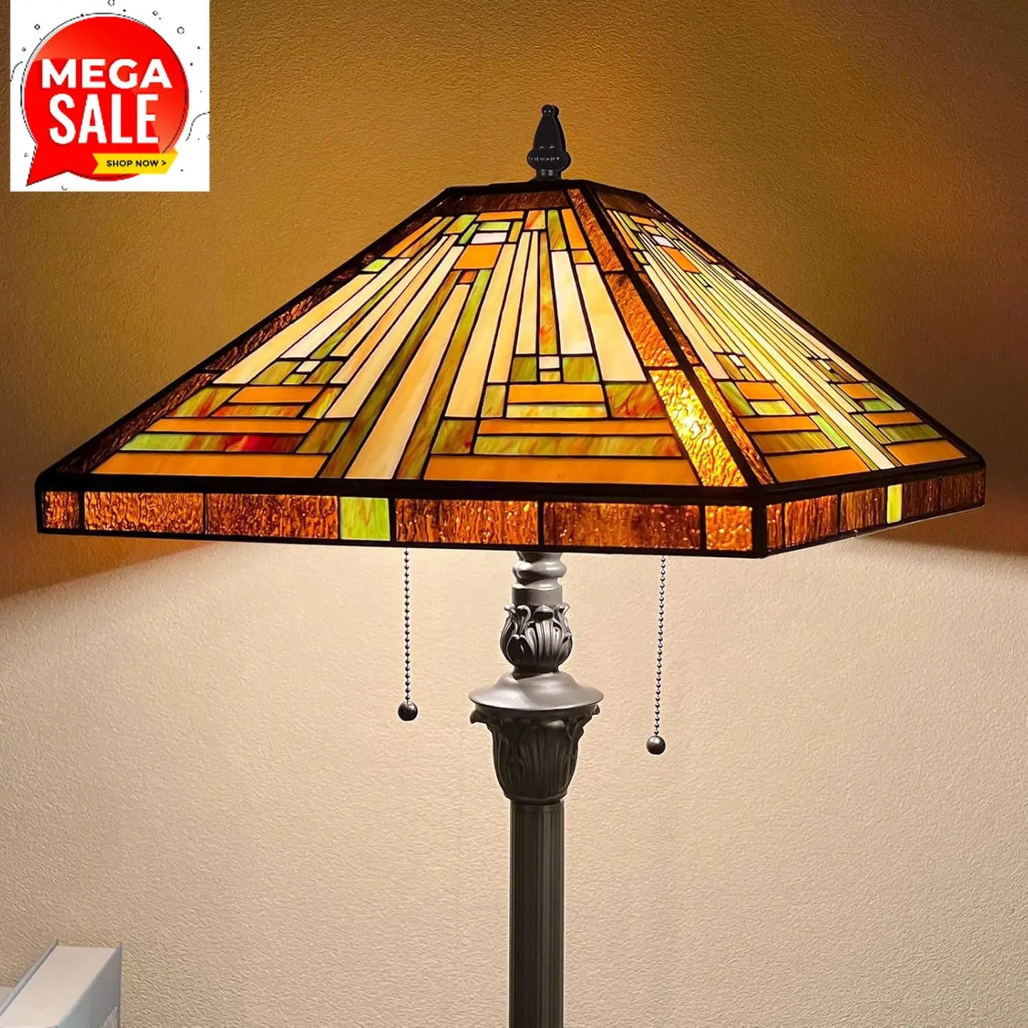 Capulina Tiffany Lamp Stained Glass Floor Lamp 2 Light