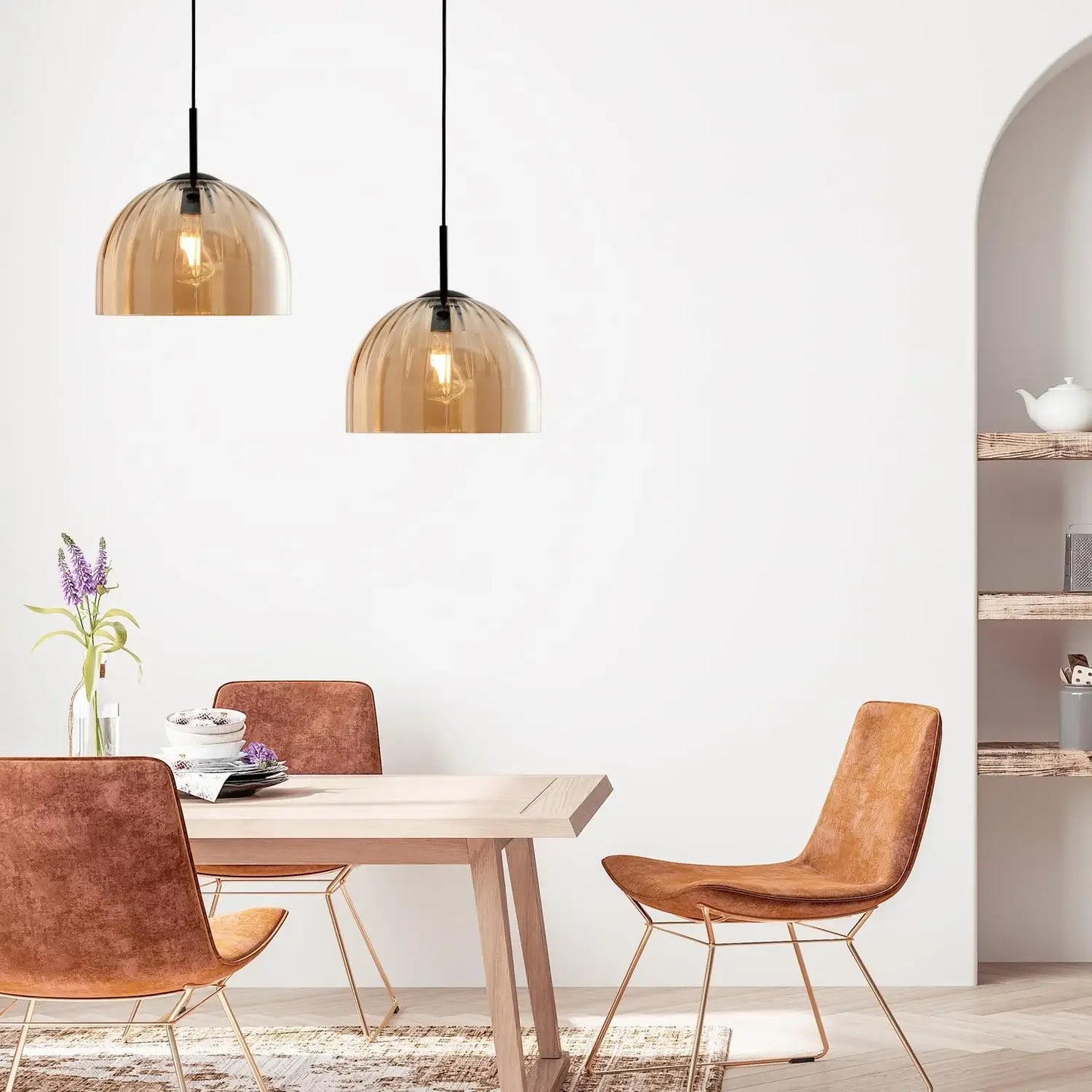 Dome Pendant Chandelier for Kitchen Island Boho Rustic Farmhouse