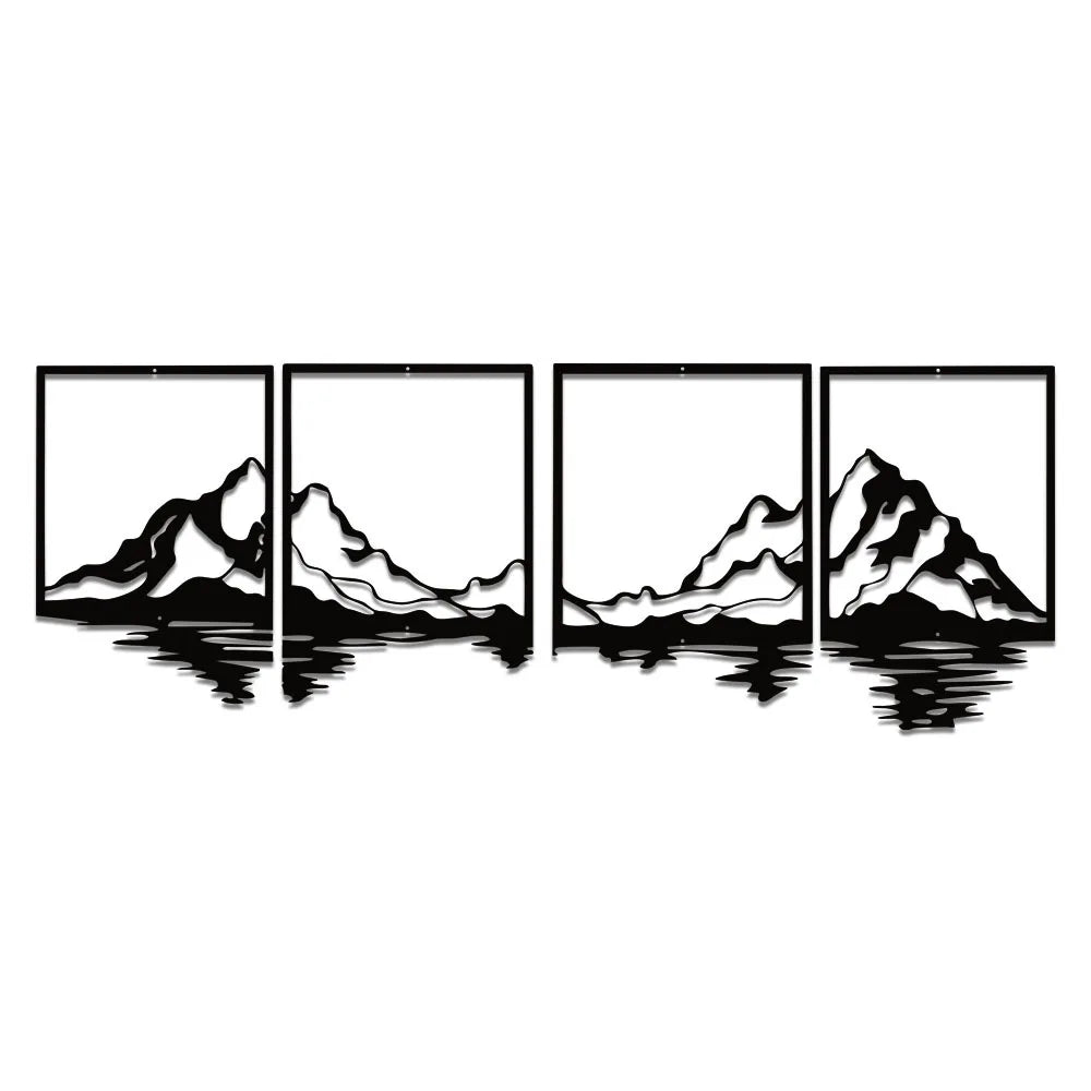 Metal Mountain Landscape Wall Art Set For Home Interior Decor