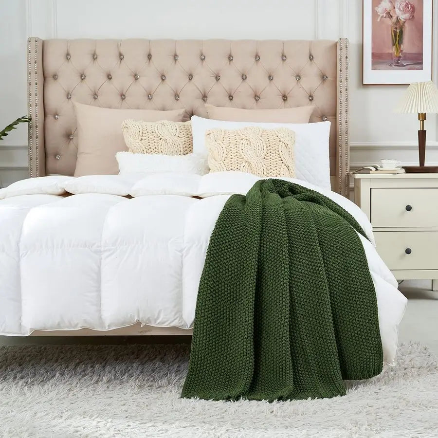 Chunky Cable Knit Throw Blanket Organic Cotton For Sofa Bed