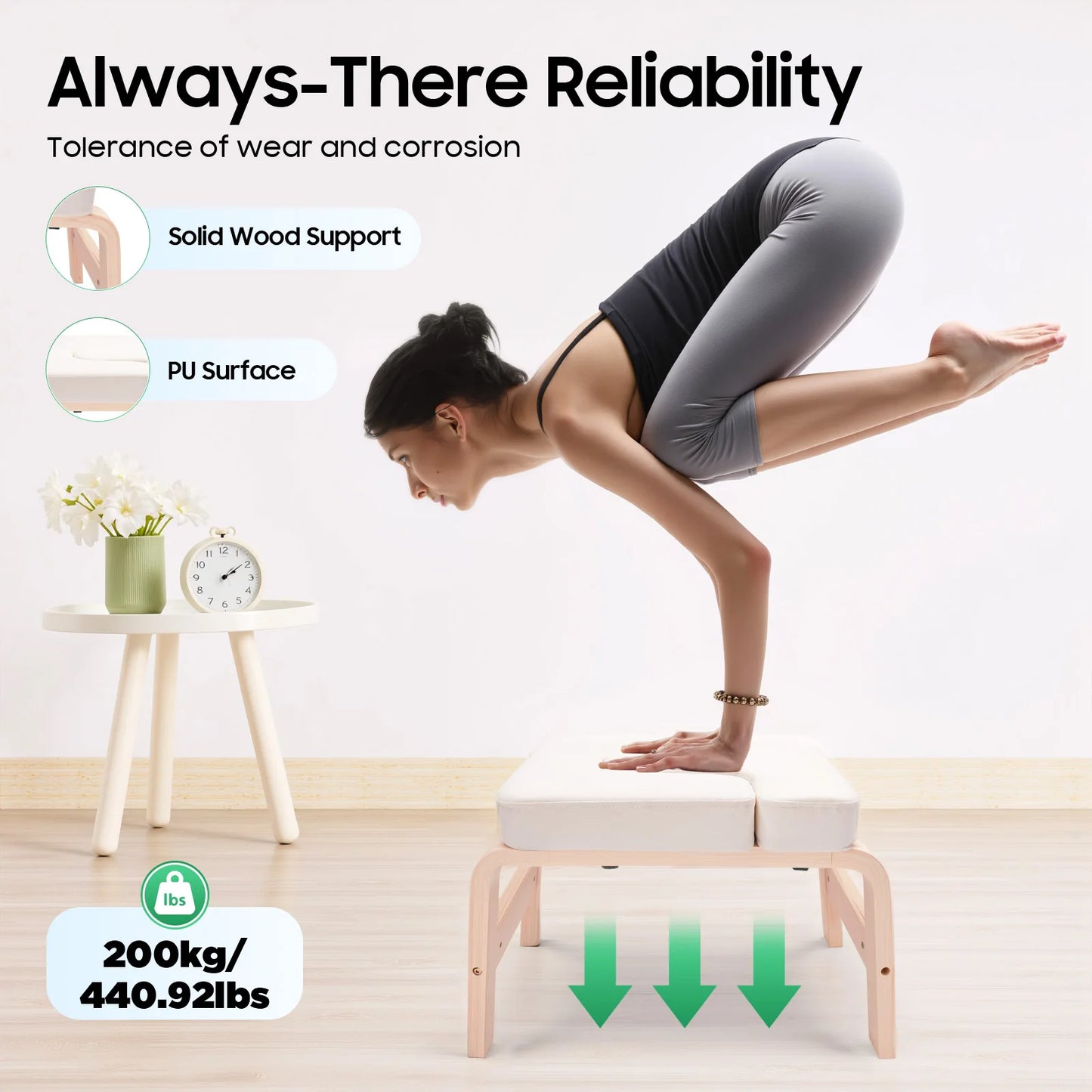 Solid Wood Yoga Headstand Bench For Inversion And Flexibility