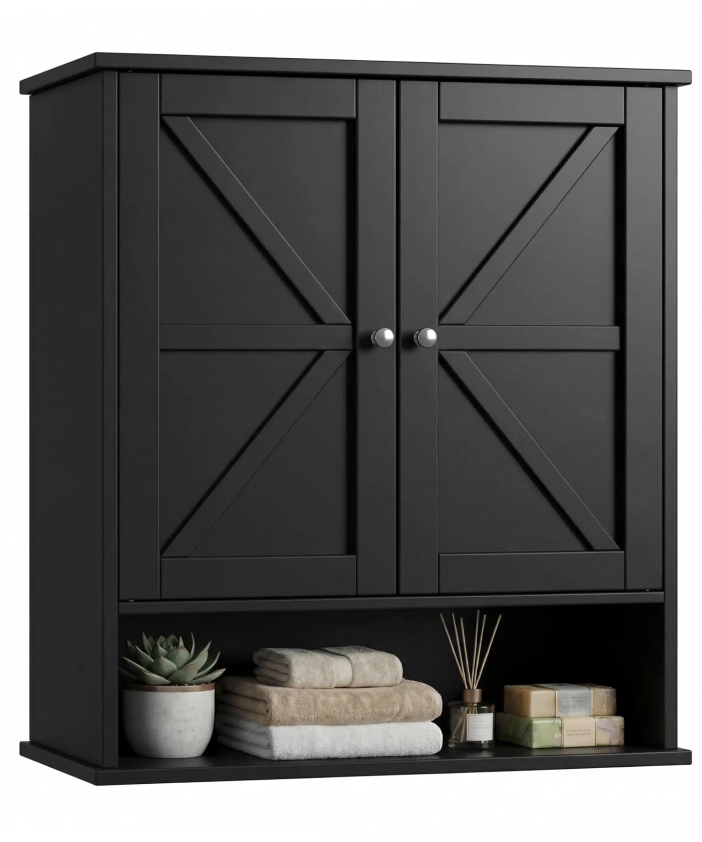 XIUWO Modern Medicine Cabinet With Adjustable Shelf And Rattan Doors