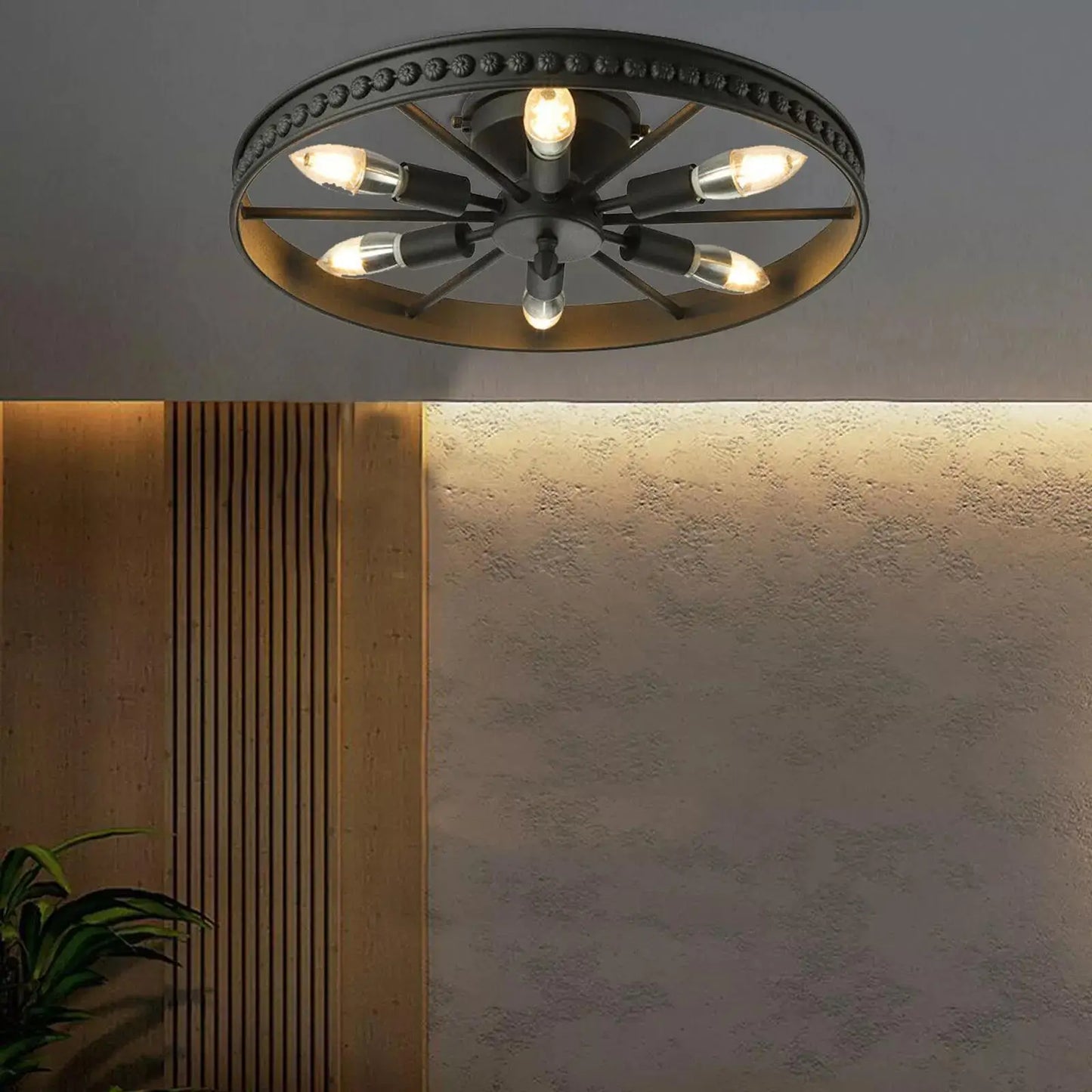 Industrial 6-Light Flush Mount Ceiling Light