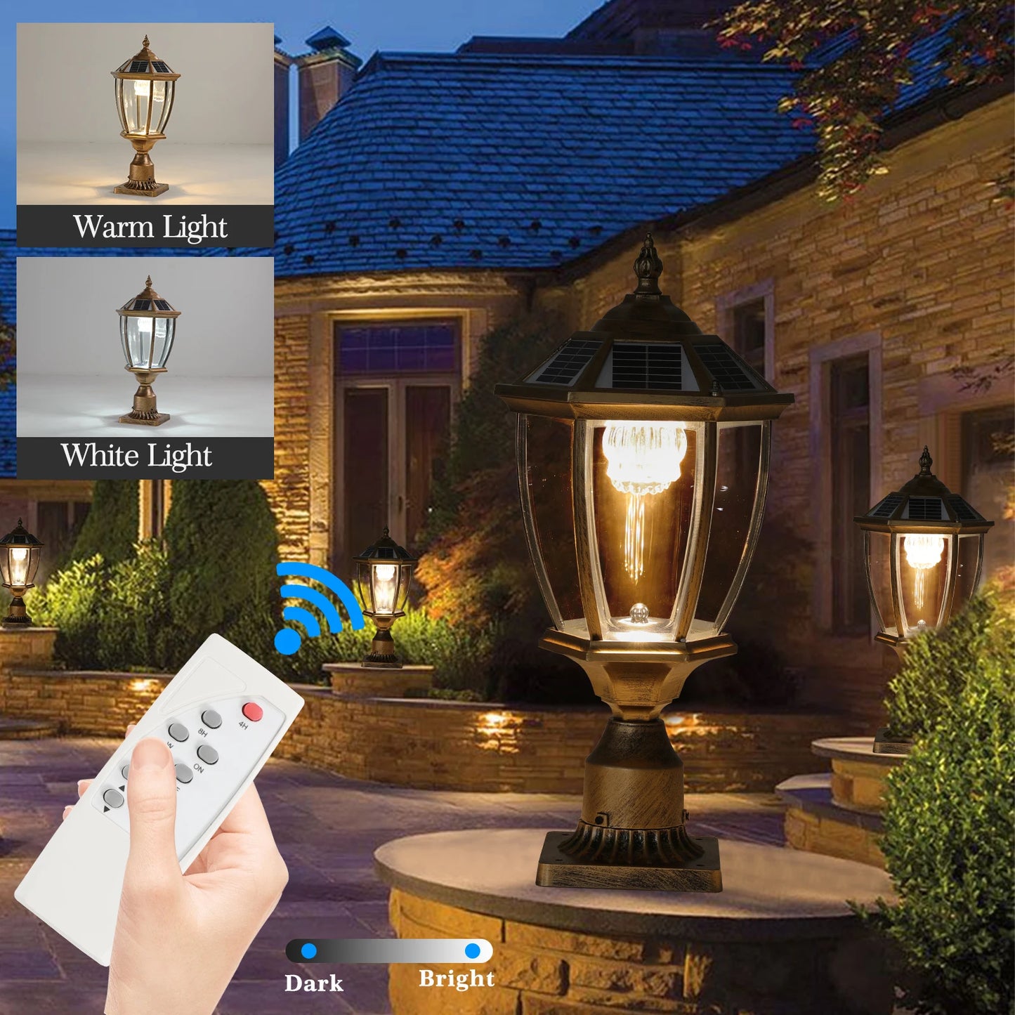 ARLGSITE Solar LED Post Light Outdoor Lamp Auto On Off