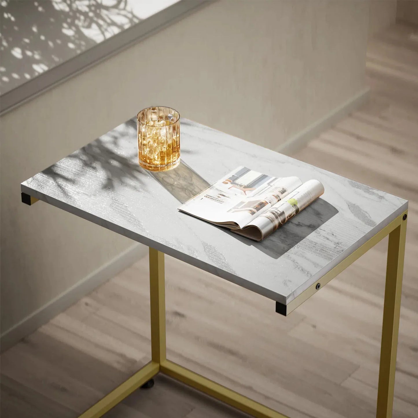 Chitooma Modern Metal C Shape Couch Side End Table Set