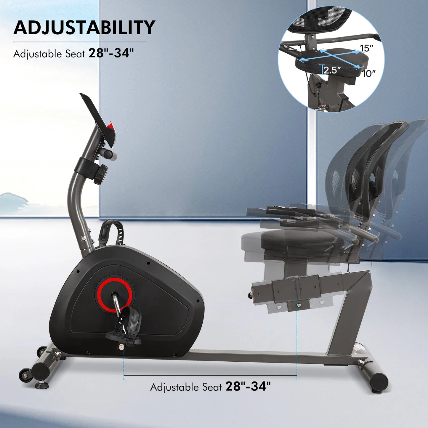 Recumbent Exercise Bike For Home 8-Level Quiet With Comfortable Seat