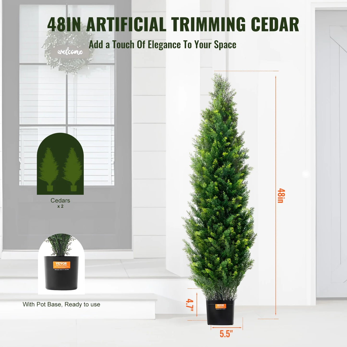 SucceBuy Artificial Cedar Topiary Tree Outdoor Decorative Evergreen Set