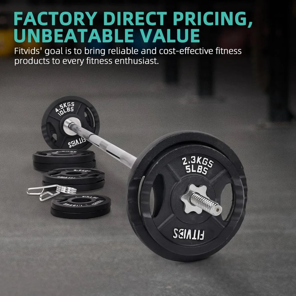 YTYIN Fitvids Cast Iron Weight Plates And Barbell Star Locks