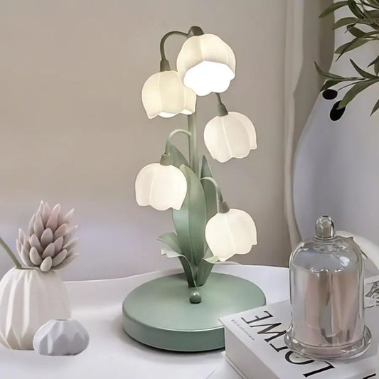 Flower Lamp Lily of the Valley Vintage Bedside Table Light 3 Color Modes