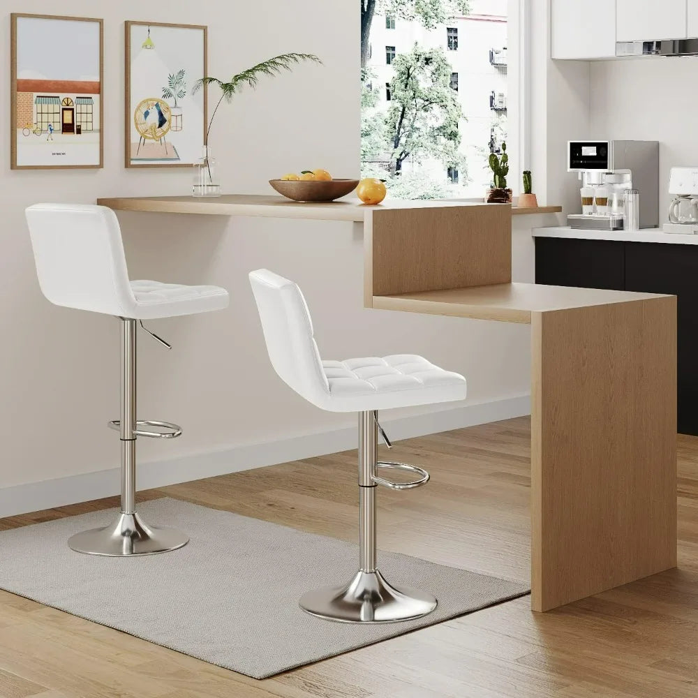 Bar Stools PU Leather Swivel Adjustable Hydraulic Counter Height Set