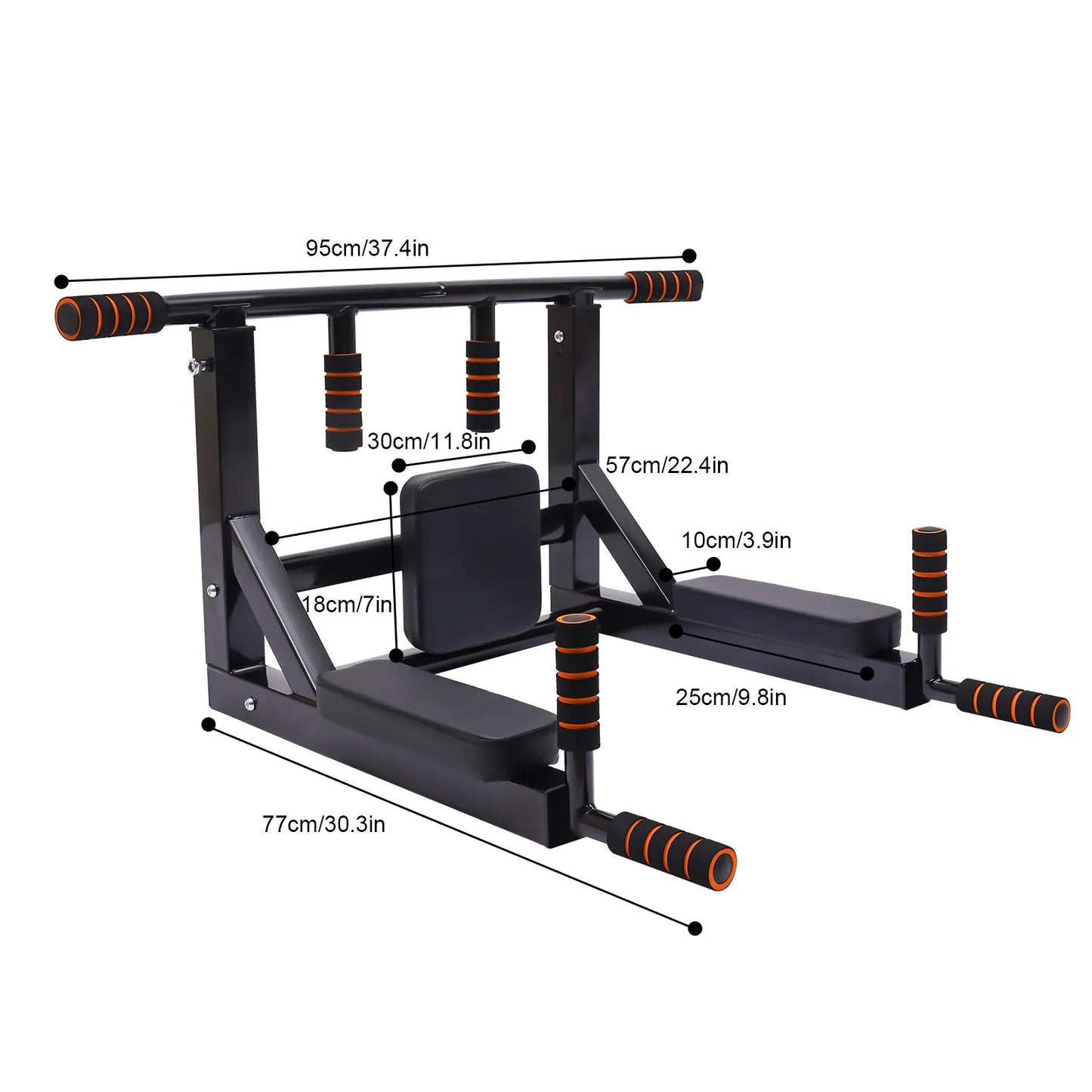 Pull Up Bar Dip Station Wall Mount Knee Raise Exercise