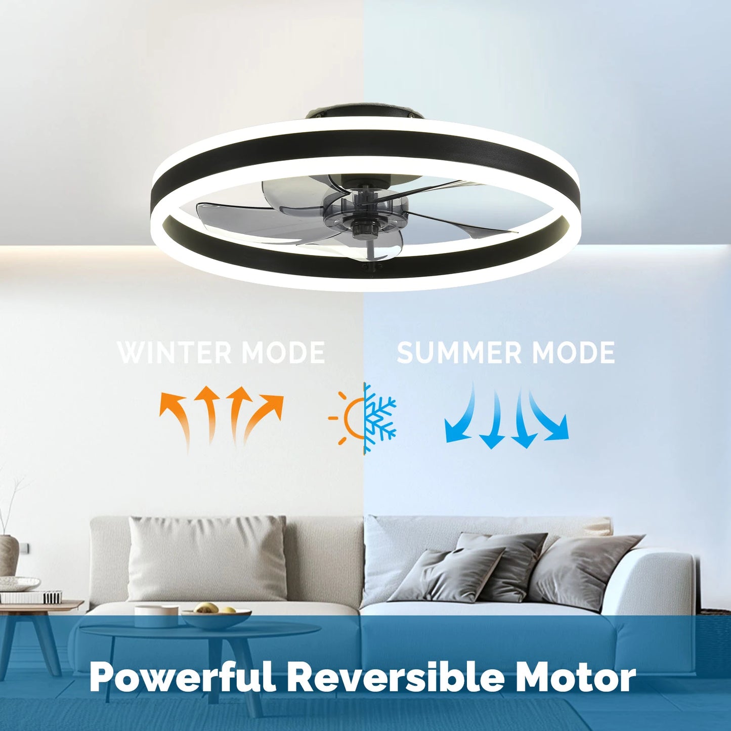 Orison Ceiling Fan With Remote Control Flush Mount Dimmable LED