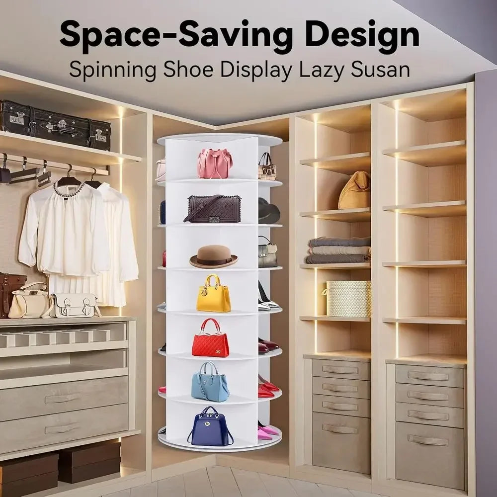 7 Tier Rotating Shoe Rack With Lazy Susan Carousel