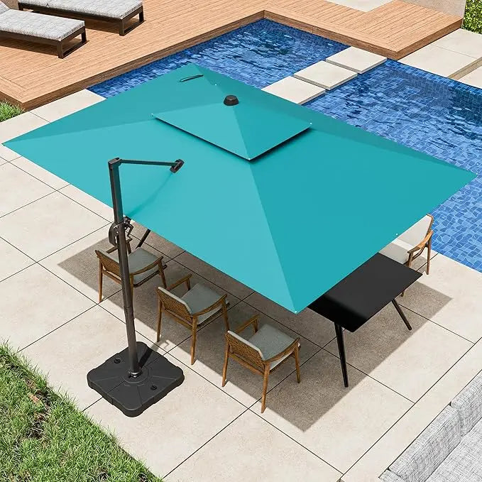 NONECN Cantilever Patio Umbrella Heavy Duty Offset Design 360 Rotation
