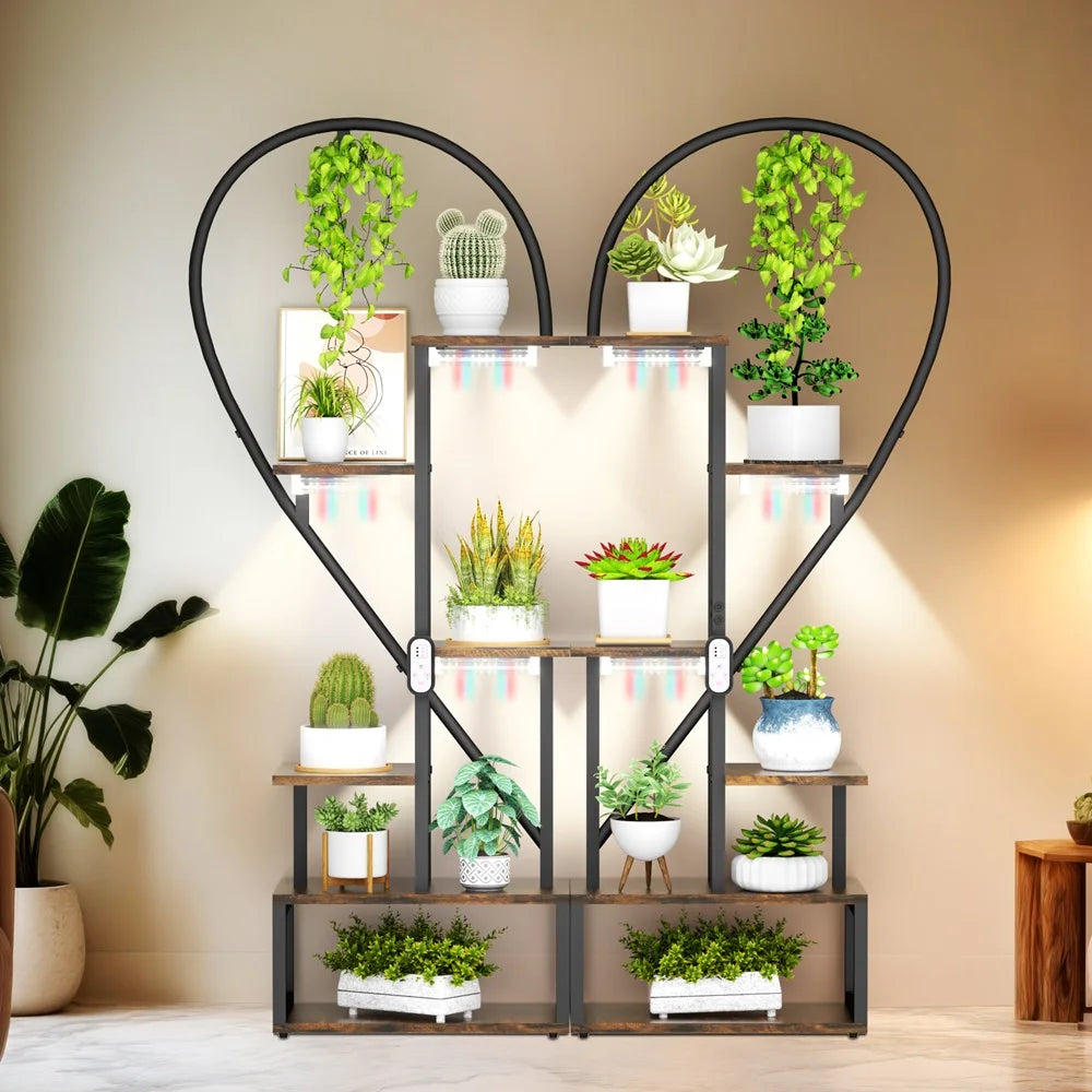 Wisfor 6 Tier Plant Display Rack Heart Shaped Grow Lights