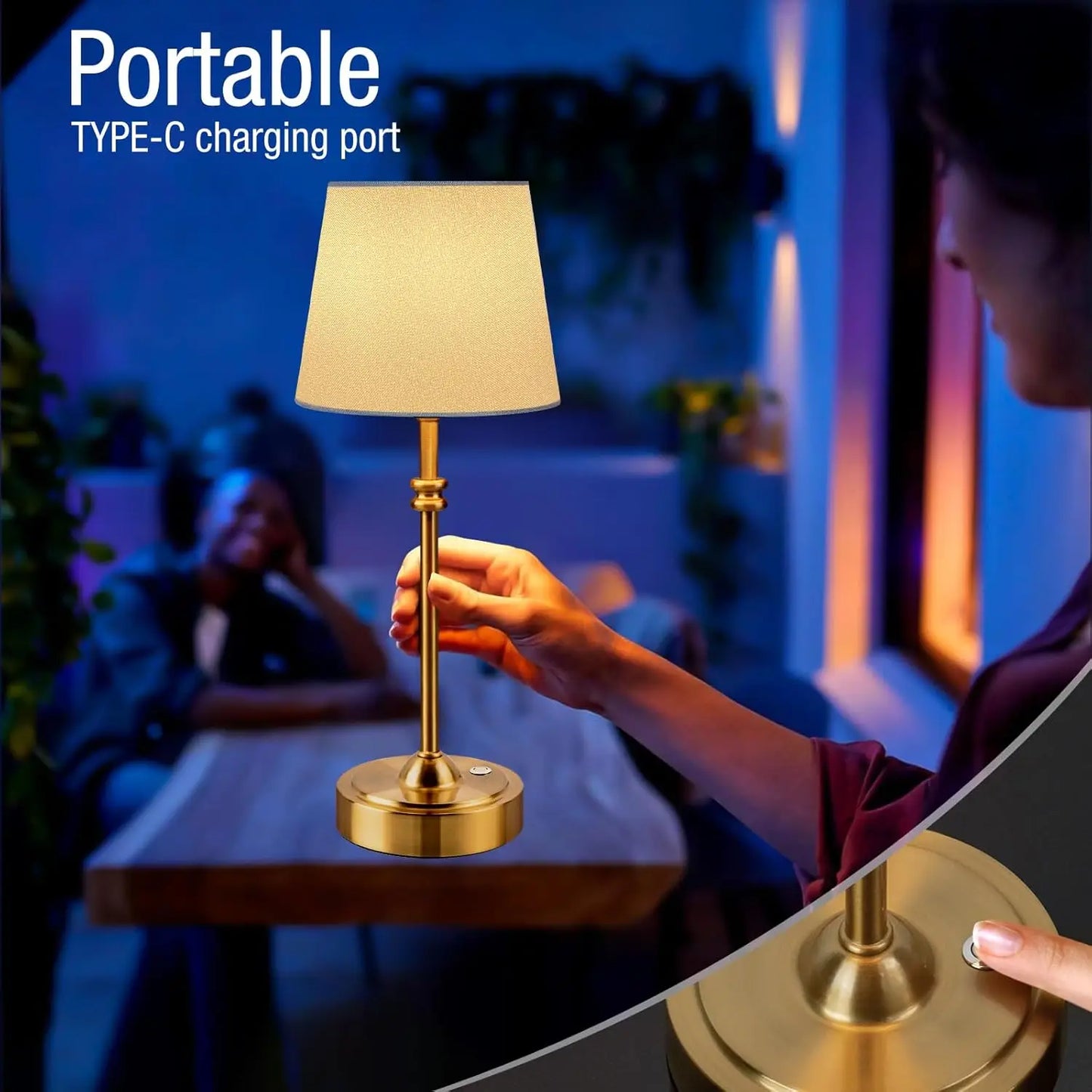 Cordless Table Lamp With 4000mAh Battery Stepless Dimming Touch Control
