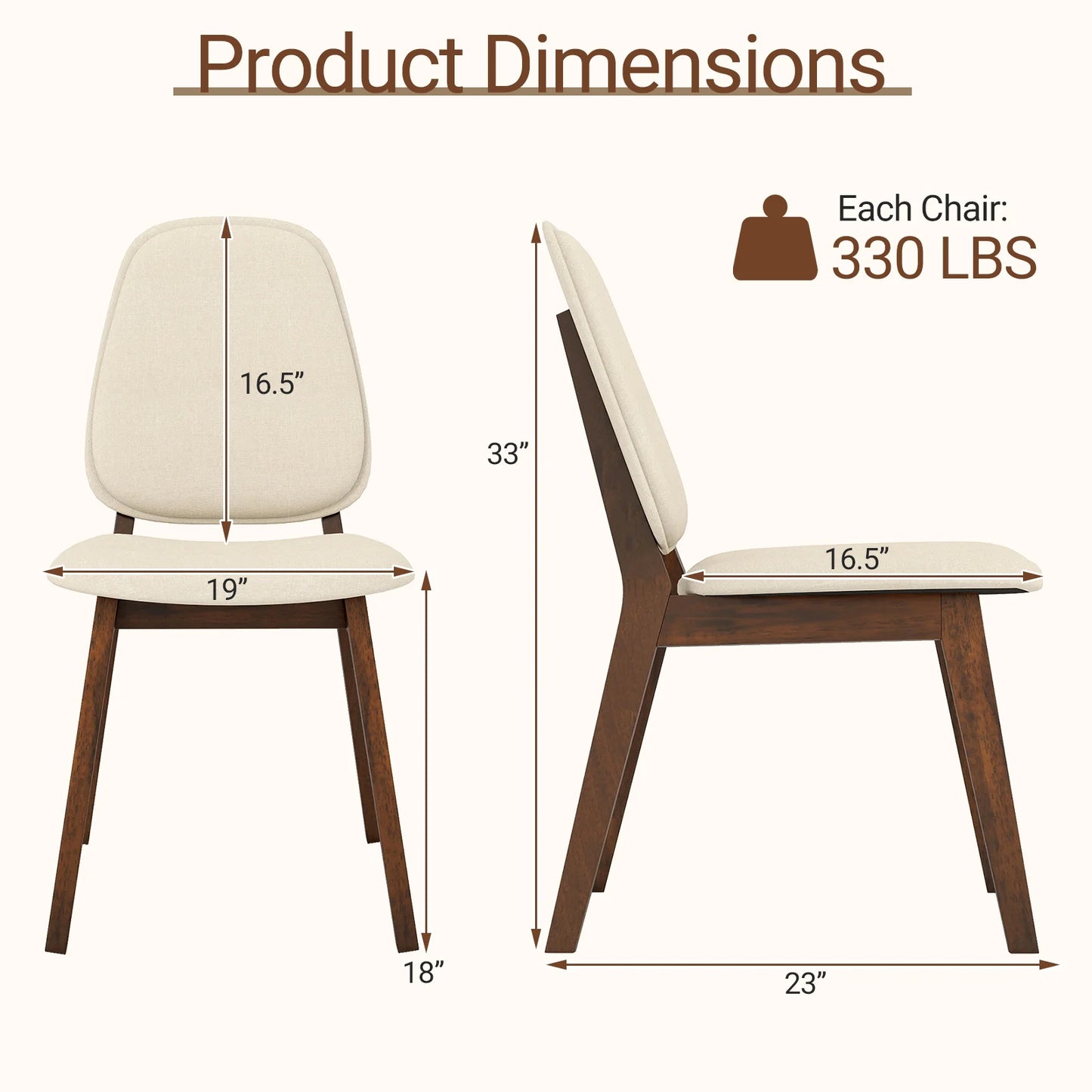 Homasis Modern Dining Chair Set With Upholstered Linen Backrest