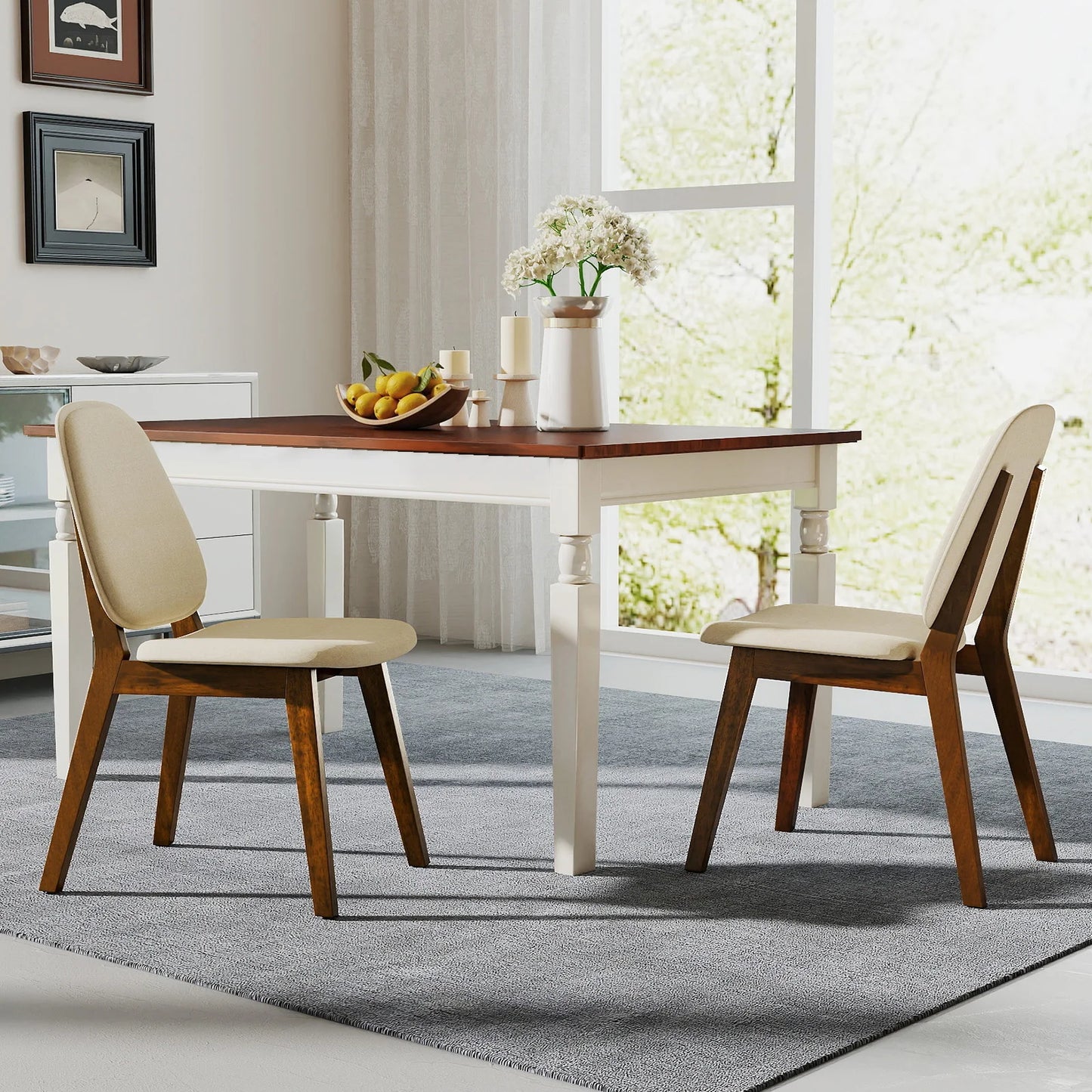 Homasis Modern Dining Chair Set With Upholstered Linen Backrest