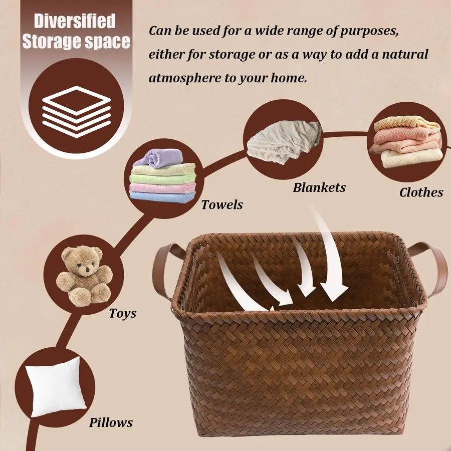 Handwoven Bamboo Laundry Hamper Basket for Home Organization