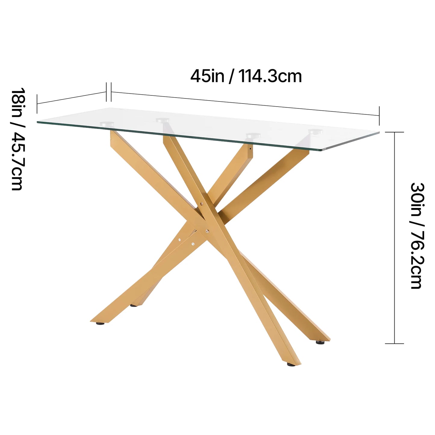 SucceBuy Glass Console Table With Tempered Top And Iron Legs