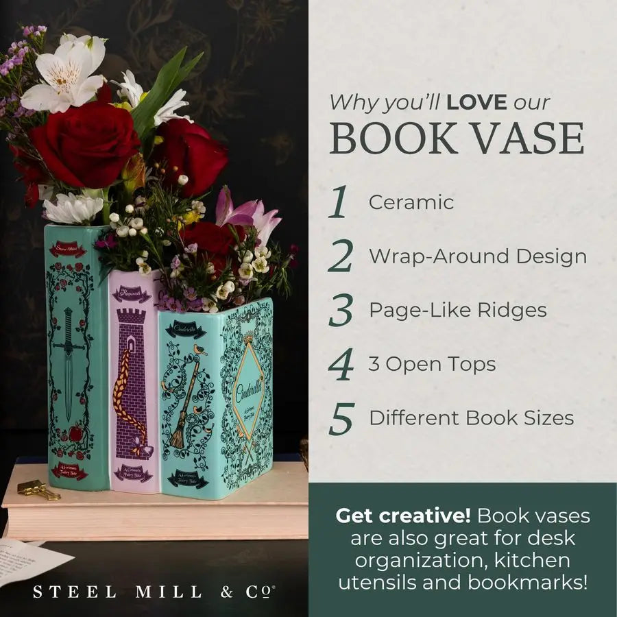 Ceramic Triple Book Stack Vase Decor For Book Lovers