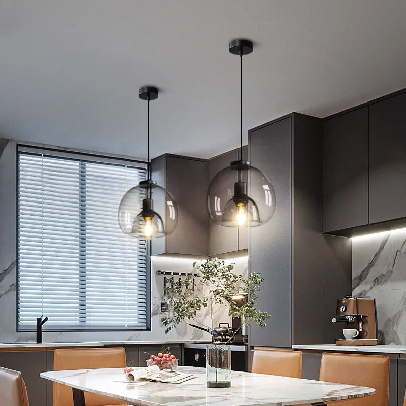 Taonusanshu Nordic Iron Glass Pendant Lamp Kitchen Island