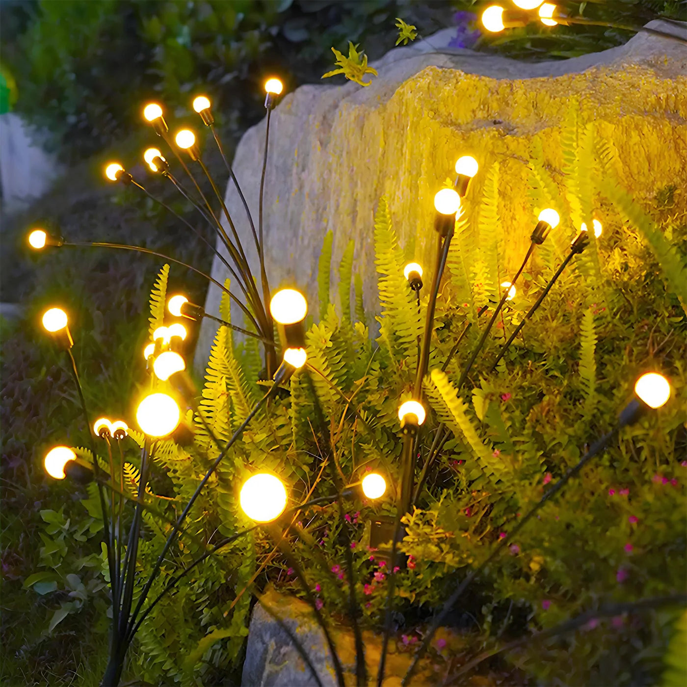 8-Head Solar Firefly Lights Outdoor LED Garden Pathway Waterproof