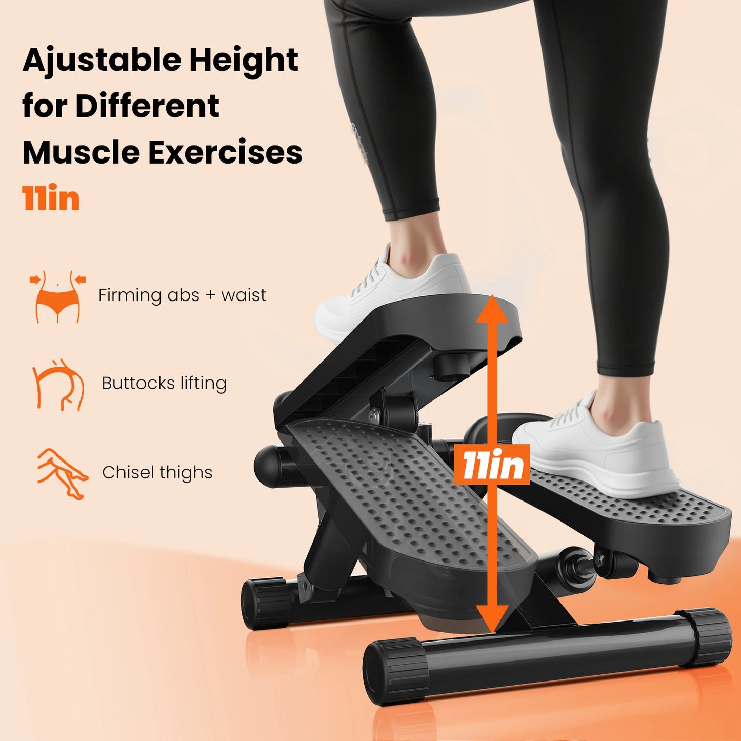 Mini Stepper With Resistance Bands 300 Lbs Hydraulic Cardio Machine