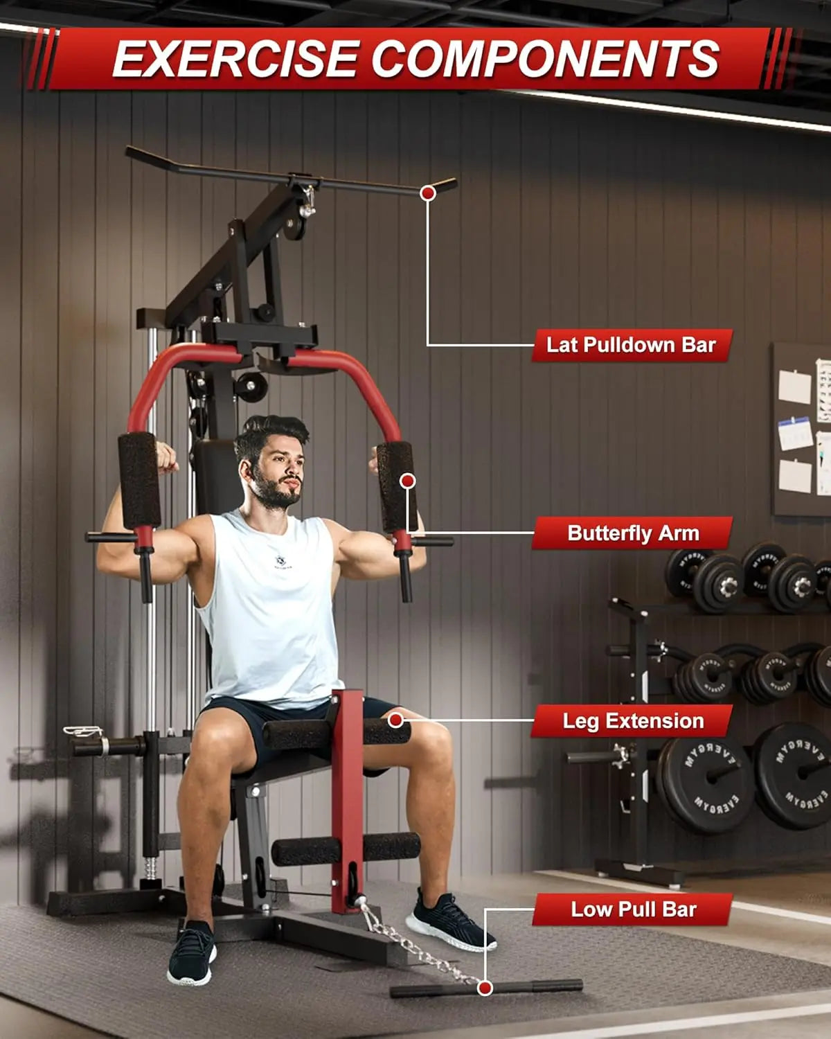 HiMISS Home Gym Machine Chest Press Lat Pulldown Leg Extension