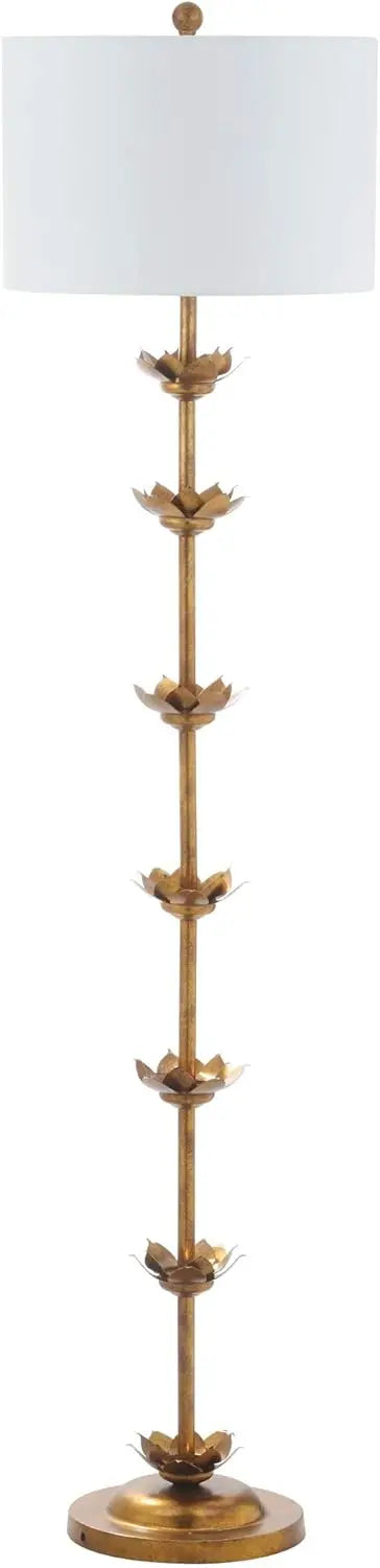 Antique Floor Lamp With Leaf Design Soft Lighting Fixture